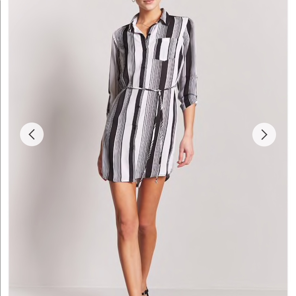 NWT Black and white Stripe Shirt Dress, Small.
